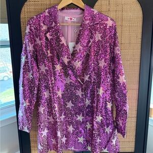 Pink Sequin Star Blazer Dress